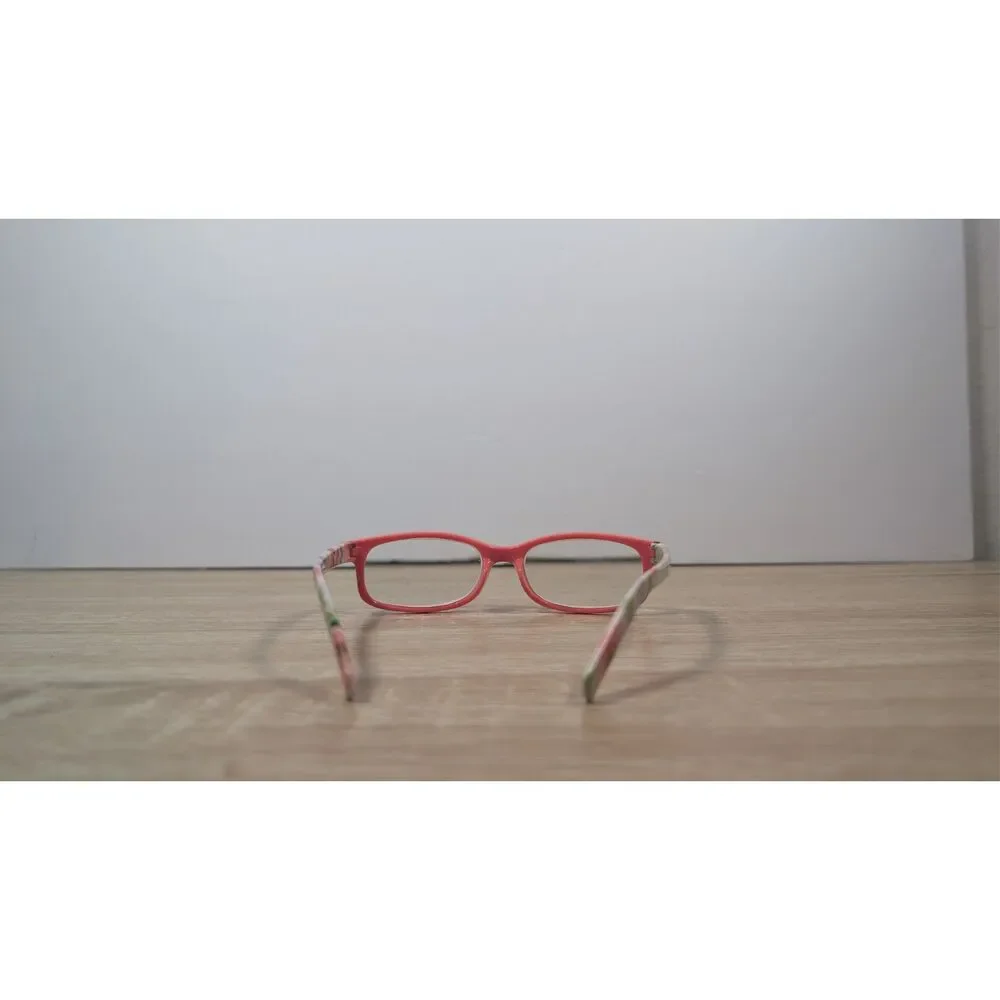 Adult Pink Eyeglass Frames Floral Arms Lightweight Rectangular Glasses